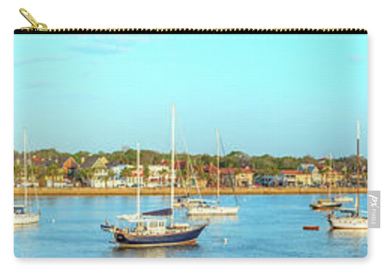 St Augustine Florida Zip Pouch featuring the photograph St Augustine Panorama by Sebastian Musial