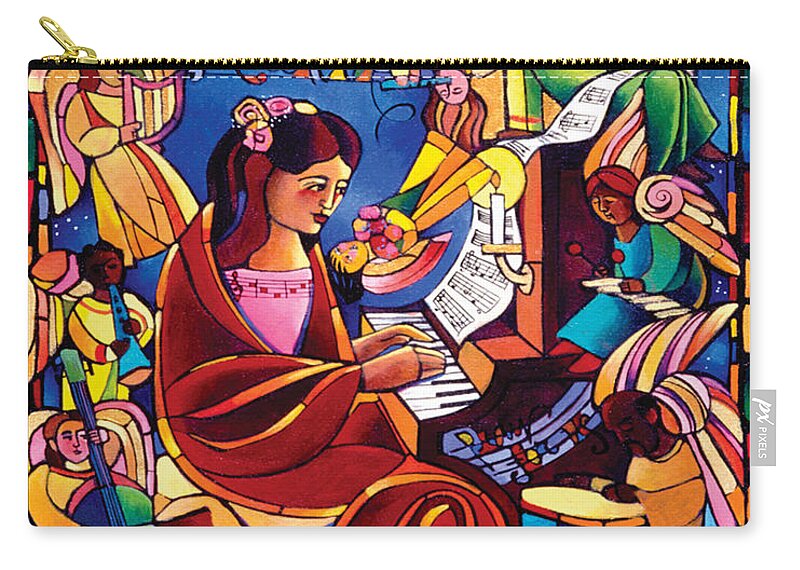 St. Cecilia Zip Pouch featuring the painting St. Cecilia - MMCCA by Br Mickey McGrath OSFS