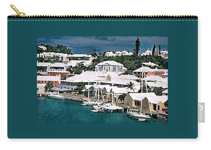 Bermuda Zip Pouch featuring the digital art St George's Waterfront by Donna Corless
