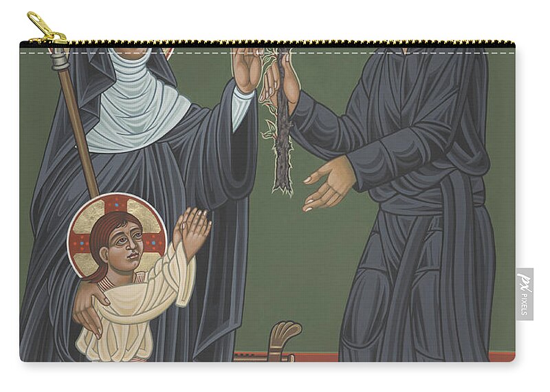 St Hildegard Zip Pouch featuring the painting St Hildegard and St Ignatius- Viriditas by William Hart McNichols
