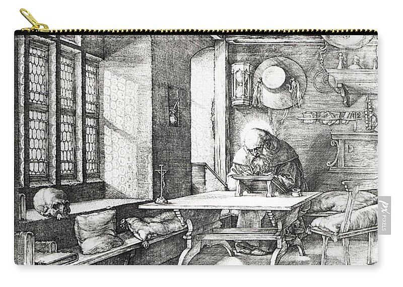 Jerome Zip Pouch featuring the drawing St Jerome In His Study by Albrecht Durer