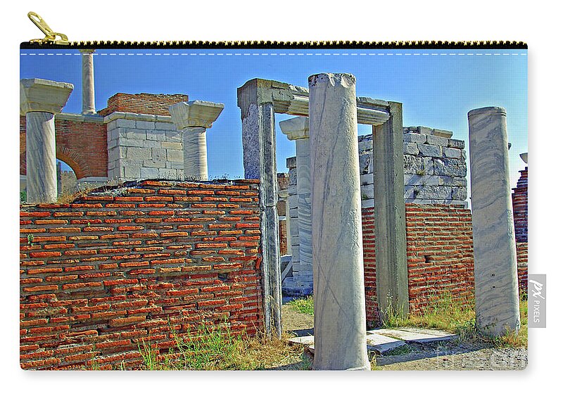 Turkey Zip Pouch featuring the photograph St. John Basilica Entrance by Rich Walter