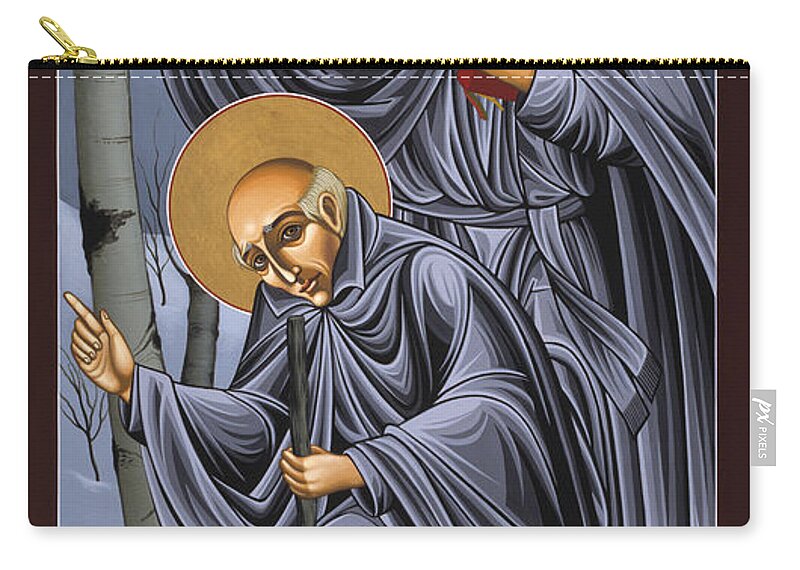 St John Francis Regis And Brother Bideau Zip Pouch featuring the painting St John Francis Regis and Brother Bideau 054 by William Hart McNichols