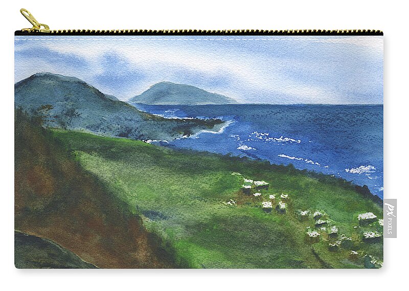St Kitts View Zip Pouch featuring the painting St Kitts View by Frank Bright