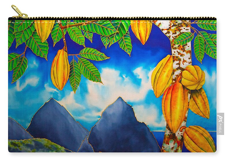 Pitons Zip Pouch featuring the tapestry - textile St. Lucia Cacao by Daniel Jean-Baptiste