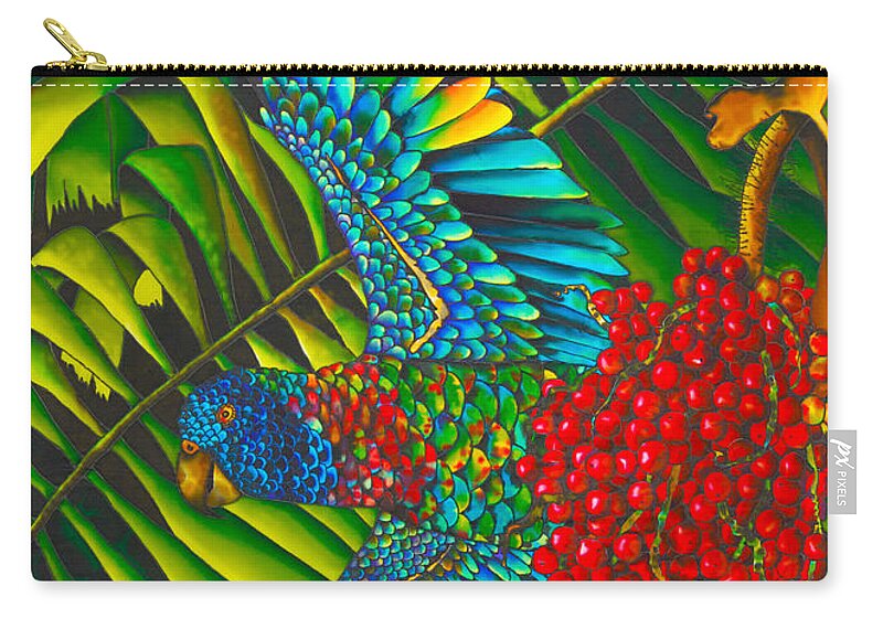 St. Lucia Parrot Zip Pouch featuring the painting Amazona Versicolor - Exotic Bird by Daniel Jean-Baptiste