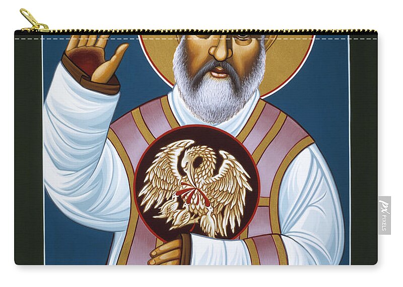 St Padre Pio Mother Pelican Zip Pouch featuring the painting St Padre Pio Mother Pelican 047 by William Hart McNichols