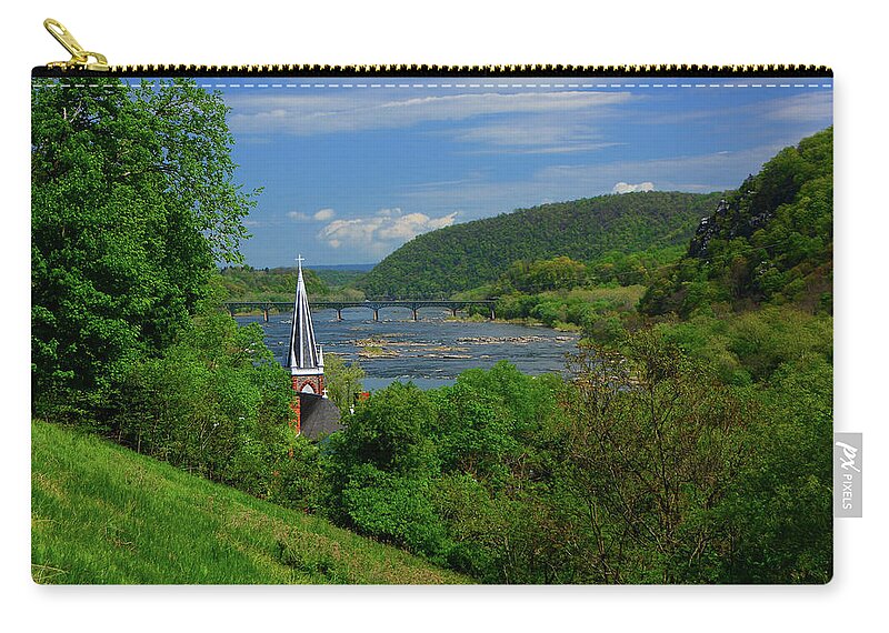 St. Peter's Roman Catholic Church In Harpers Ferry Zip Pouch featuring the photograph St. Peter's Roman Catholic Church in Harpers Ferry by Raymond Salani III