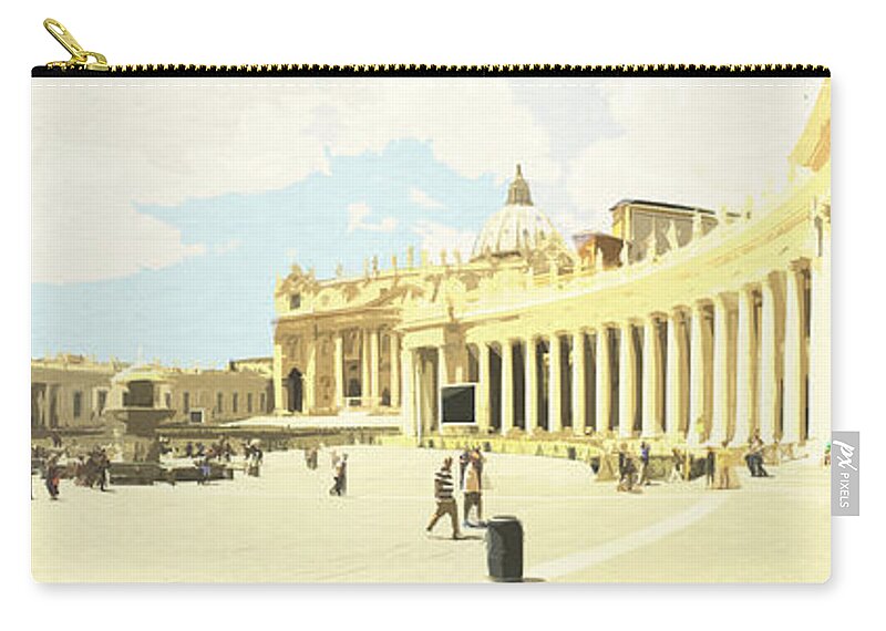 St Peter’s Square Zip Pouch featuring the digital art St. Peter's Square The Vatican by Anthony Murphy