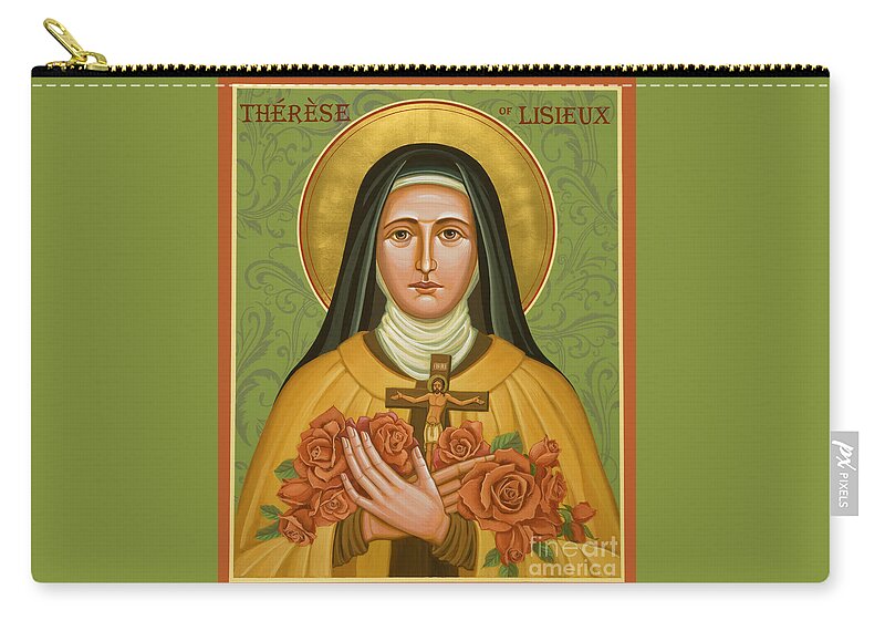 St. Therese Of Lisieux Zip Pouch featuring the painting St. Therese of Lisieux - JCTLI by Joan Cole