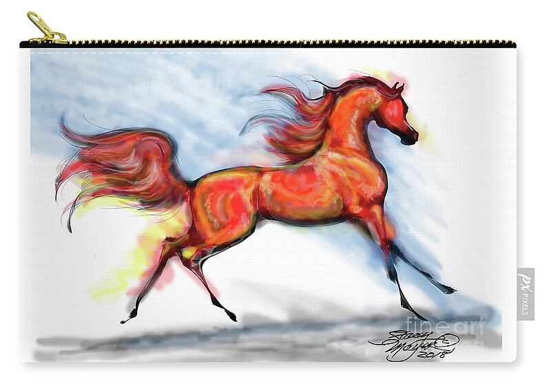 Arabian Horse Drawing Zip Pouch featuring the digital art Staceys Arabian Horse by Stacey Mayer