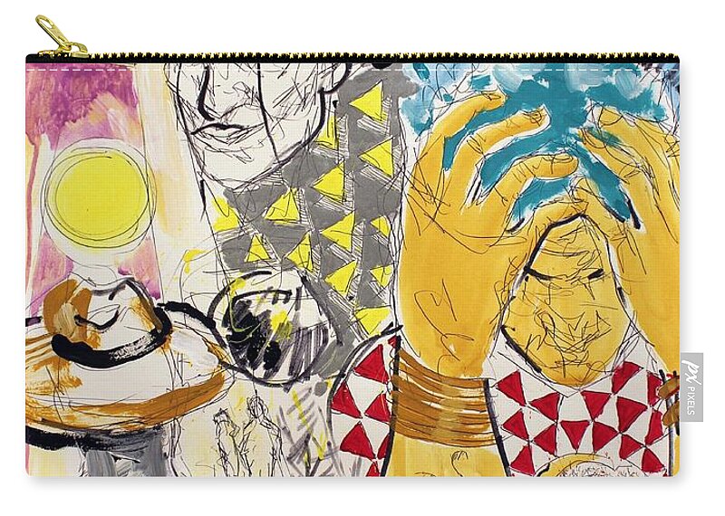 Abstract Zip Pouch featuring the mixed media Stages by Aort Reed