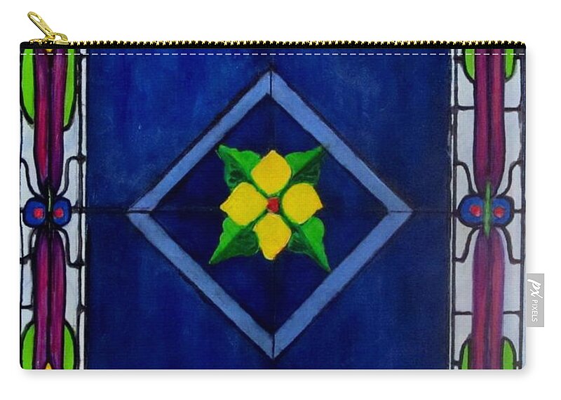 Design Zip Pouch featuring the painting Stained Glass by Carol Allen Anfinsen