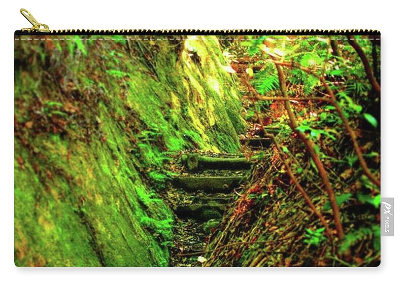 Mountain Zip Pouch featuring the photograph Stairs in the mountains by Ippei Uchida