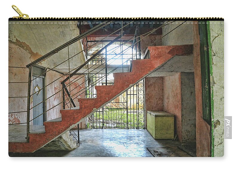 Cuba Zip Pouch featuring the photograph Stairway to Havana by Mary Buck
