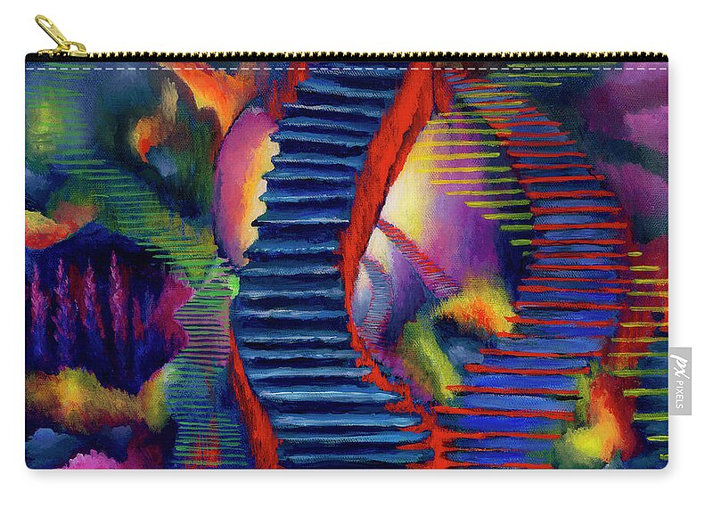 Abstract Art Zip Pouch featuring the painting Stairways by Joe Baltich