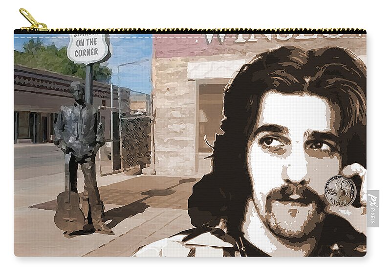 Glenn Frey Zip Pouch featuring the drawing Standin On The Corner by Greg Joens