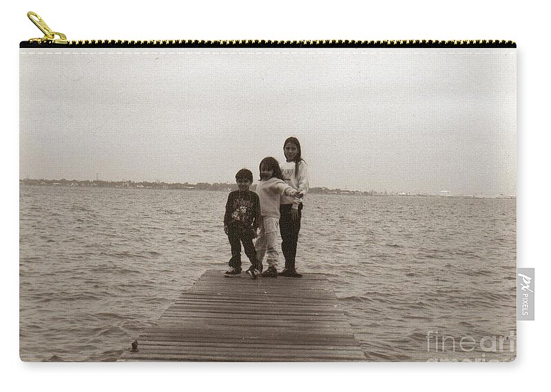 Black And White Print Zip Pouch featuring the photograph Standing on the dock of the bay. by WaLdEmAr BoRrErO