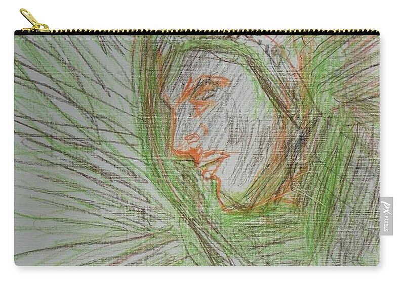 Expressive Zip Pouch featuring the drawing Standing Rock by Judith Redman