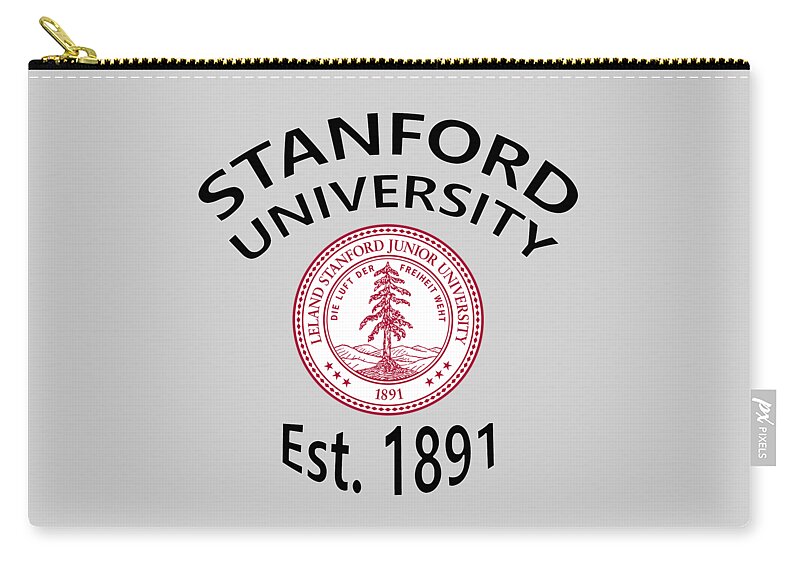 Stanford University Zip Pouch featuring the digital art Stanford University Est 1891 by Movie Poster Prints
