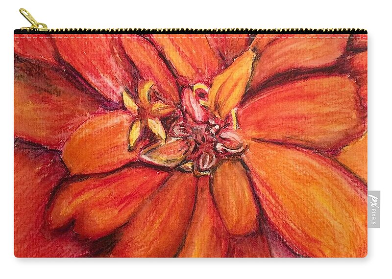 Macro Carry-all Pouch featuring the drawing Star Flower by Vonda Lawson-Rosa