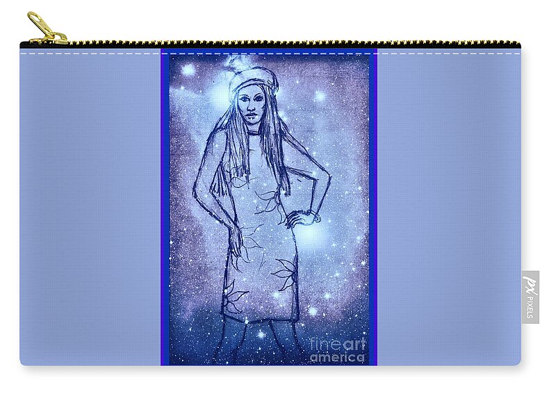 Stars Zip Pouch featuring the mixed media Starlight of Space and Time by Joan-Violet Stretch