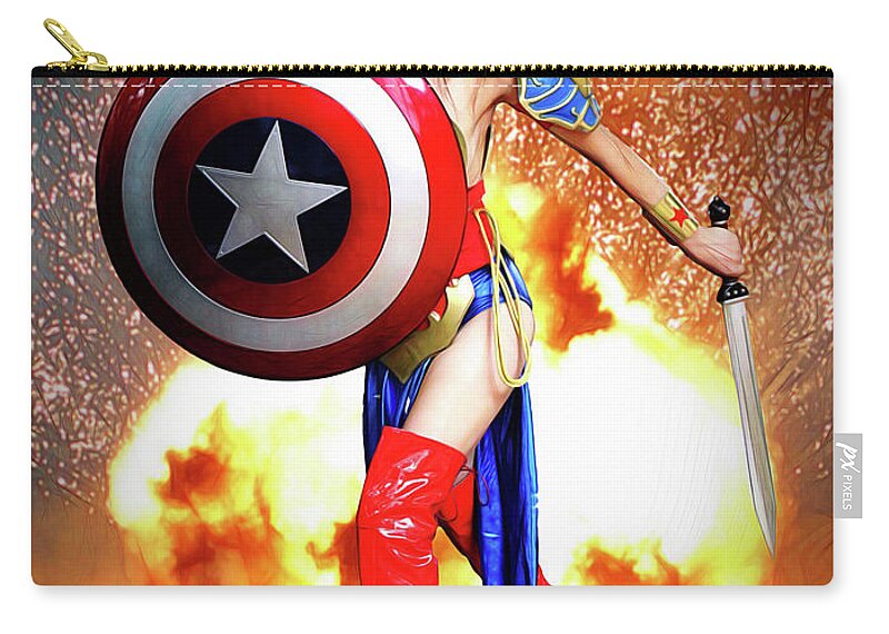 Captain America Carry-all Pouch featuring the photograph Star Spangled Hero by Jon Volden