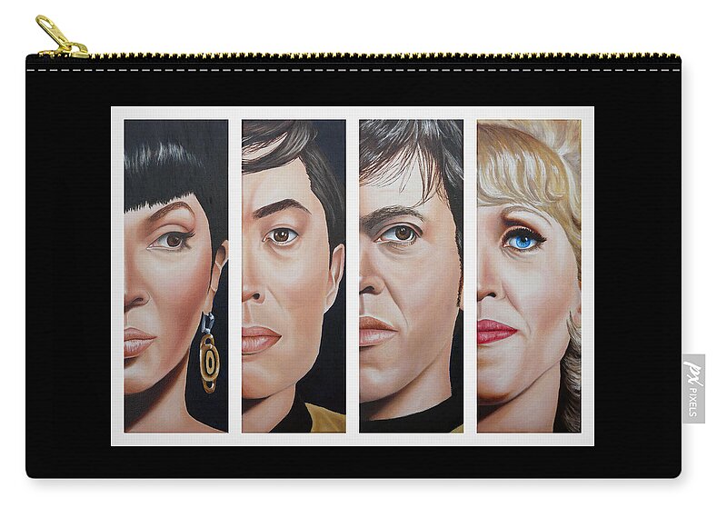 Star Trek Zip Pouch featuring the painting Star Trek Set Two by Vic Ritchey