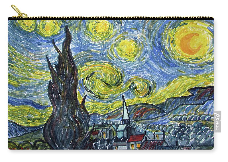 Glenn Marshall Zip Pouch featuring the painting Starry, Starry Night by Glenn Marshall