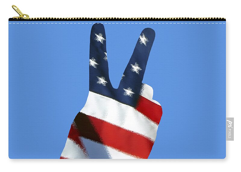 Peace Sign Zip Pouch featuring the photograph Stars and Stripes Peace Sign .png by Al Powell Photography USA