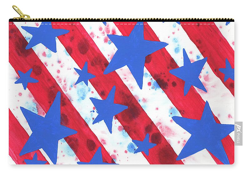 Darice Zip Pouch featuring the painting Stars and Strips by Darice Machel McGuire