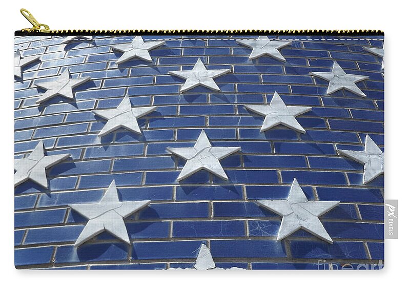 Flag Zip Pouch featuring the photograph Stars on Blue Brick by Erick Schmidt