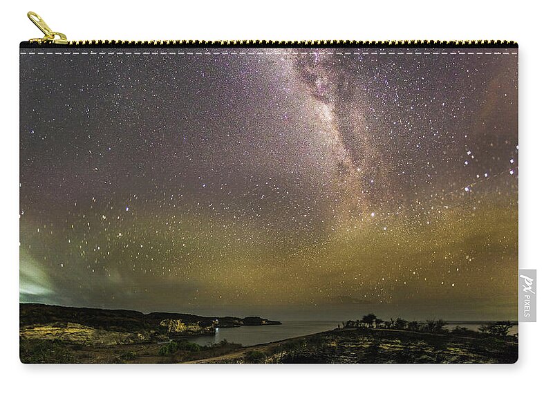 Landscape Zip Pouch featuring the photograph stary night in Broken beach by Pradeep Raja Prints