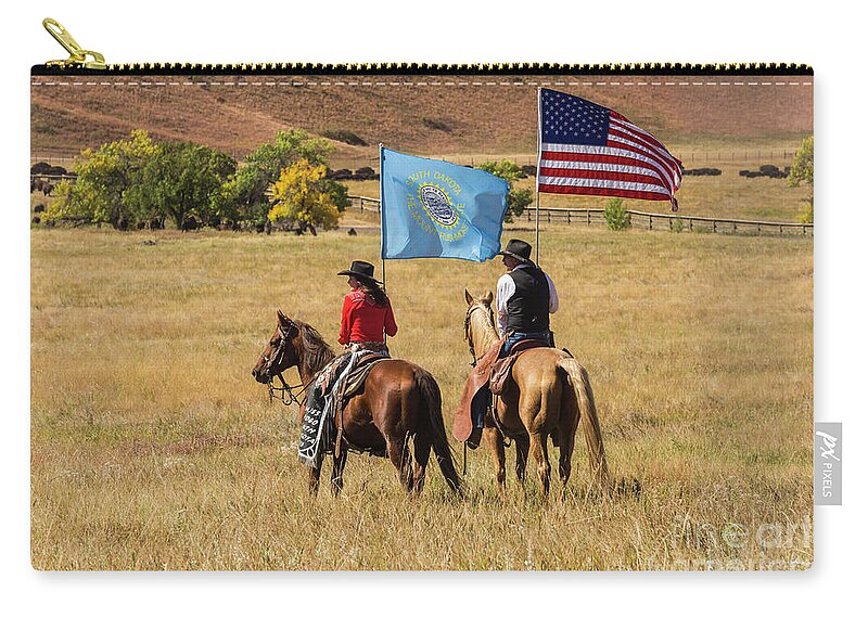 South Dakota Zip Pouch featuring the photograph State and Country by Steve Triplett