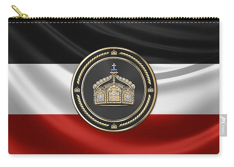 'royal Collection' By Serge Averbukh Zip Pouch featuring the digital art State Crown of the German Empire over Flag of the German Empire by Serge Averbukh