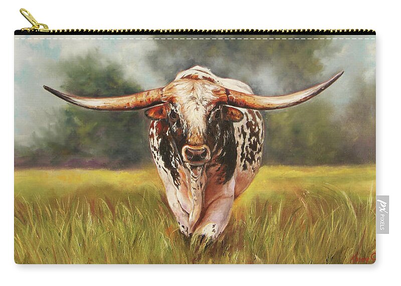 Texas Brand Art Zip Pouch featuring the painting State Your Business by Karen Kennedy Chatham