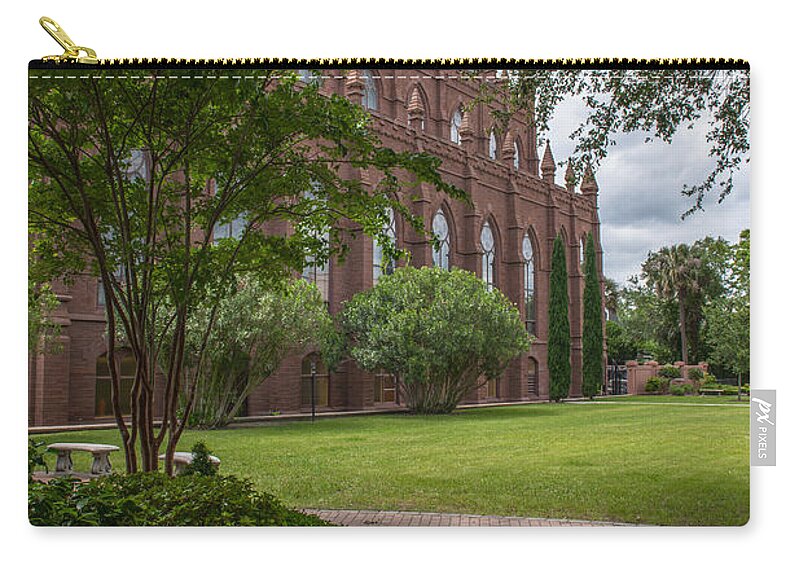 Church Zip Pouch featuring the photograph Statue Garden Courtyard by Dale Powell