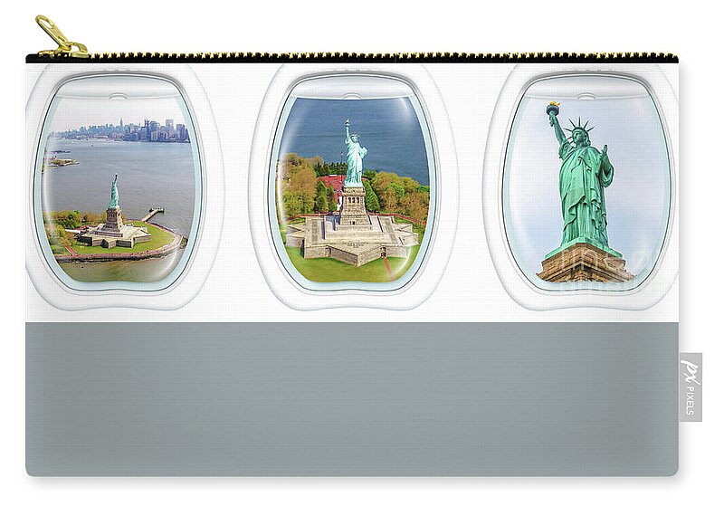 New York Zip Pouch featuring the photograph Statue of Liberty Portholes by Benny Marty