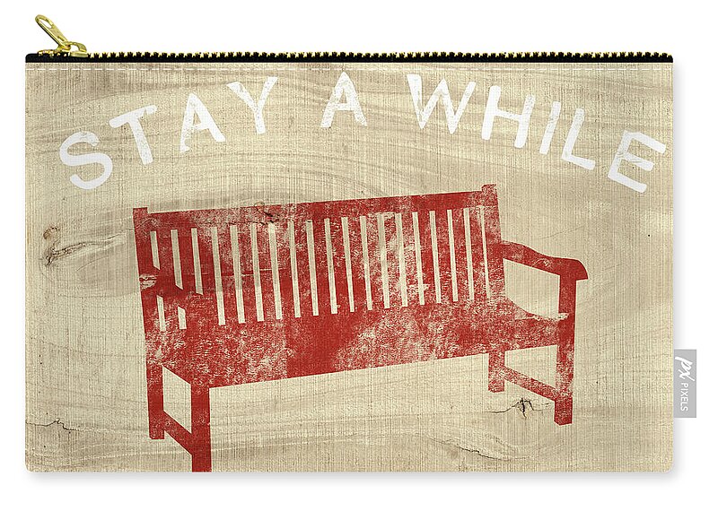 Country Zip Pouch featuring the mixed media Stay A While- Art by Linda Woods by Linda Woods
