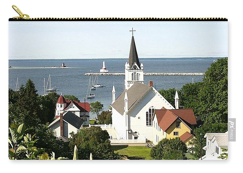 Ste. Anne's Catholic Church Zip Pouch featuring the photograph Ste. Anne's Catholic Church by Keith Stokes