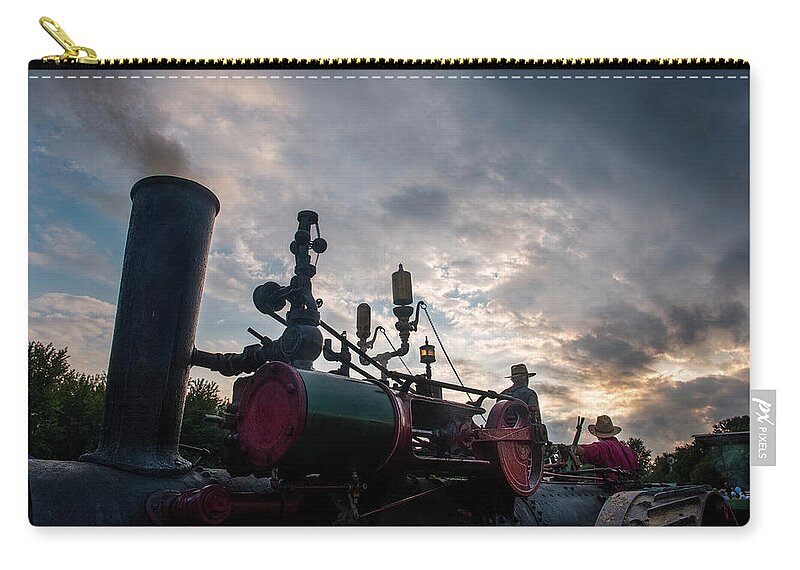 Steam Engine Zip Pouch featuring the photograph Steam Engine at Nightfall by David Arment