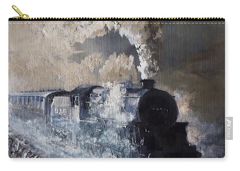 Steam Zip Pouch featuring the painting Steam On The Misty Moors by Asa Jones