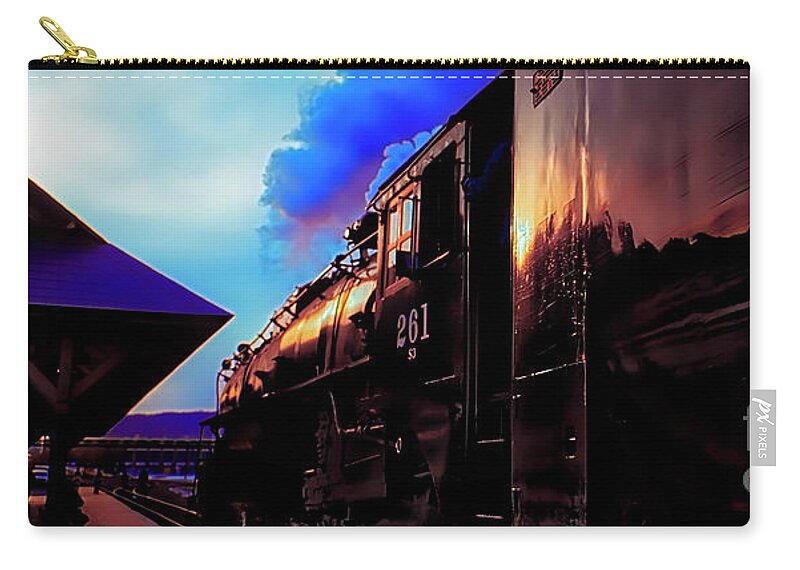 Steam Zip Pouch featuring the photograph Steam Town 261 Scranton Tobyhanna Pa station by Tom Jelen