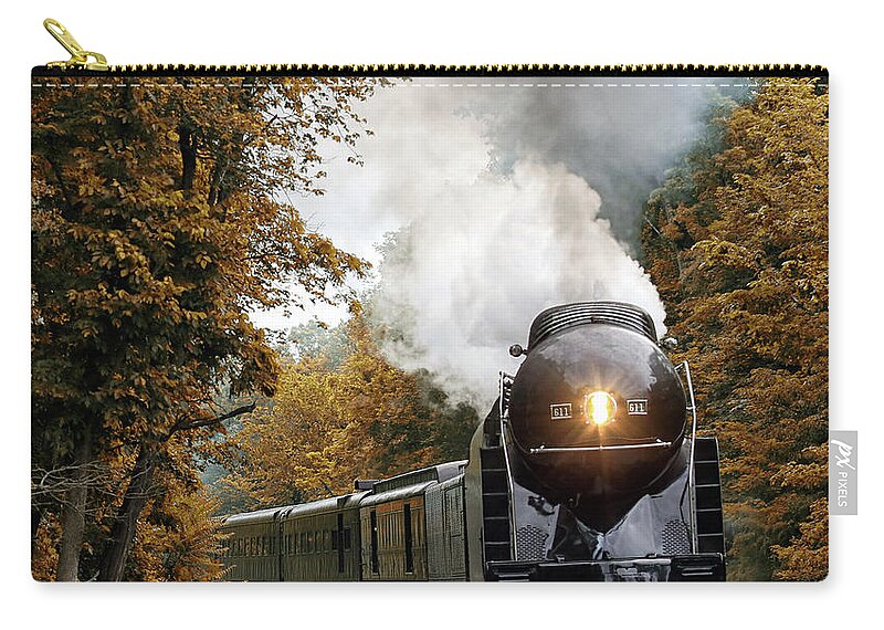 611 Steam Engine Zip Pouch featuring the photograph Steaming Curve by Art Cole