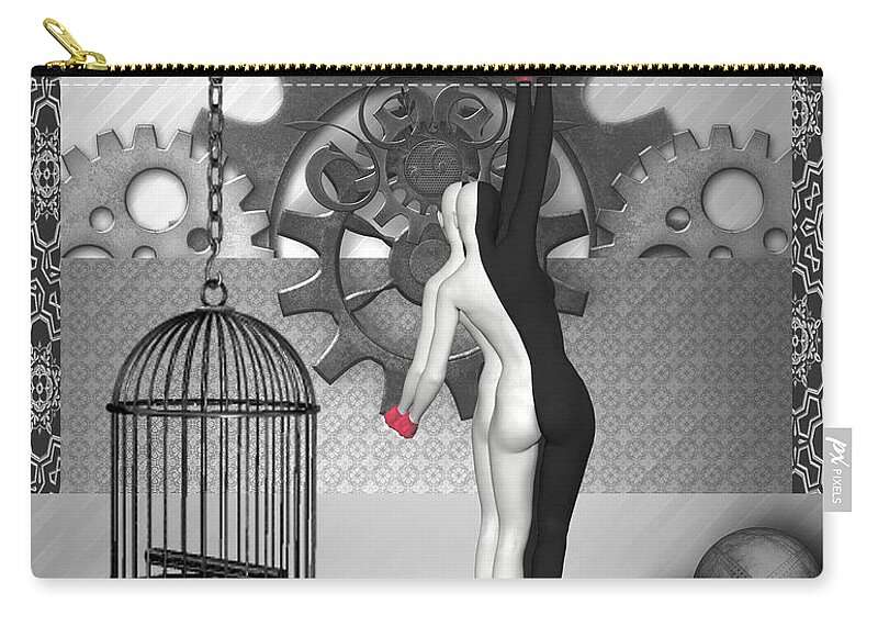 Bodypaint Zip Pouch featuring the mixed media Steampunk Time Matters by Barbara Milton