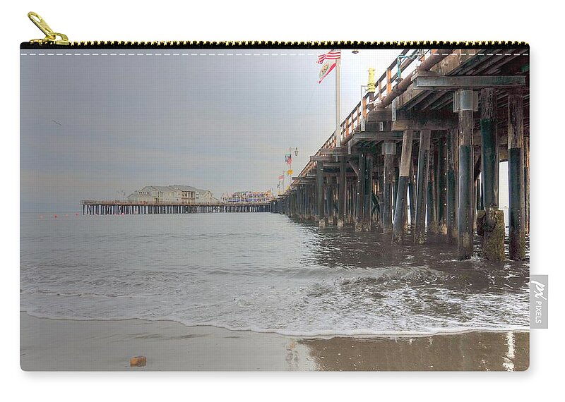 Santa Barbara Zip Pouch featuring the photograph Stearn's Wharf Flag by Richard Omura