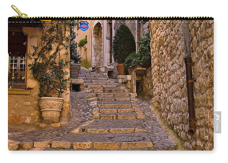Travel Zip Pouch featuring the photograph Steep Street in St Paul de Vence by Louise Heusinkveld
