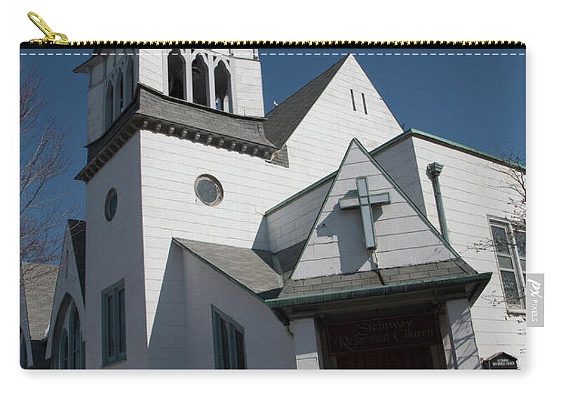 Steinway Zip Pouch featuring the photograph Steinwy Reformed Church Steinway Reformed Church Astoria, N.Y. by Steven Spak
