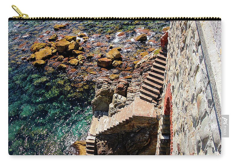 Cinqueterre Zip Pouch featuring the photograph Step into the Ligurian Sea, Italy by Aashish Vaidya