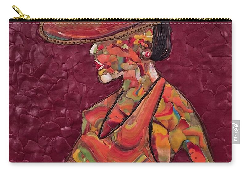 Portrait Zip Pouch featuring the mixed media Stepping Out by Deborah Stanley